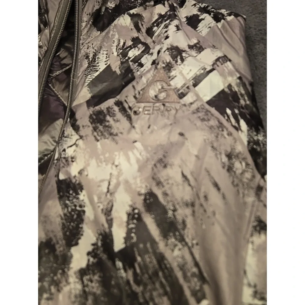 GERRY Reversible Puffer Vest Women's Large L Gray Black Abstract Hooded Packable